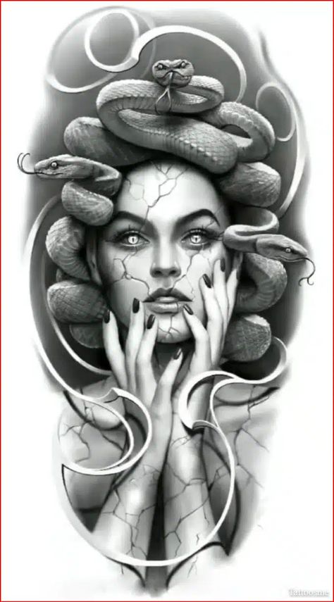 100+ Best Medusa Tattoo: A Mythical Beauty Tattoos With Meaning Medusa Artwork, Medusa Tattoo Design, Half Sleeve Tattoos Drawings, Realistic Tattoo Sleeve, Tato Lengan, Mythology Tattoos, Medusa Tattoo, Greek Tattoos, Dark Art Tattoo