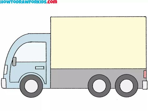 How to Draw a Cartoon Truck - Easy Drawing Tutorial For Kids Truck Cartoon Drawings, How To Draw A Truck Step By Step Easy, Vintage Truck Drawing Easy, Drawing Trucks Step By Step, How To Draw An Old Truck, U Haul Truck, Learn To Sketch, Drawing Tutorials For Kids, Small Trucks