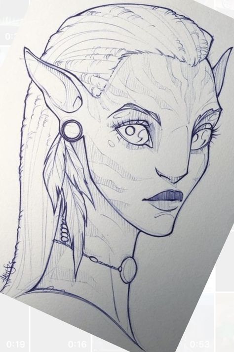 Avatar Simple Drawing, Drawing Ideas Avatar, Avatar Painting Ideas, Avatar Easy Drawing, Avatar Drawing Easy, Avatar Pencil Drawing, Elf Drawing Sketches, Avatar Drawing Sketches, Avatar Sketch