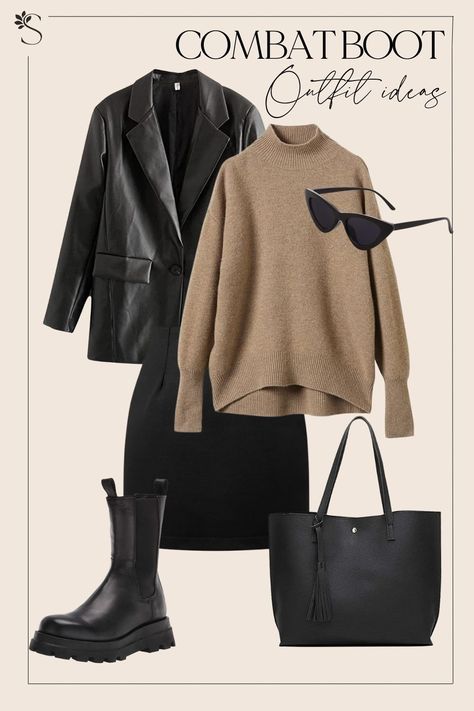 5 Degrees Outfit Winter, Black Combat Boots Outfit Fall, Combat Boot Outfits Winter, Combat Boots Outfit Winter, Combat Boots Outfit For Women, Combat Boots Outfit Fall, Black Combat Boots Outfit, How To Style Combat Boots, Degree Outfit