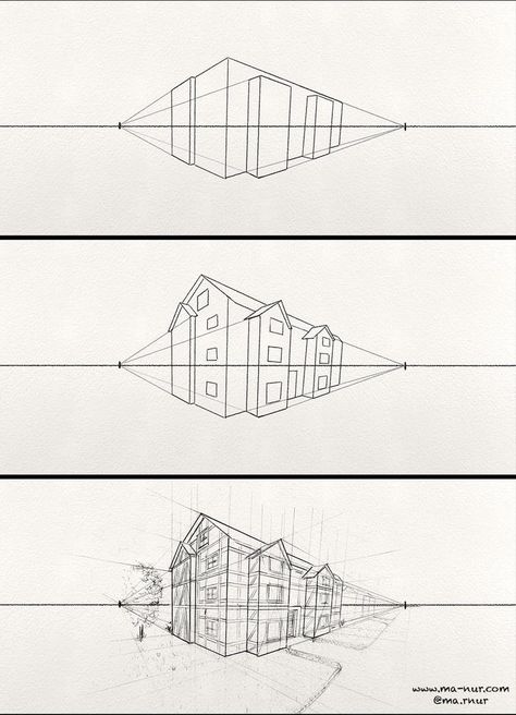 Two Point Perspective Drawing, Perspective Drawings, Two Point Perspective, Nature And Architecture, Perspective Sketch, Free Drawing, Perspective Drawing Architecture, Architecture Drawing Plan, Perspective Drawing Lessons