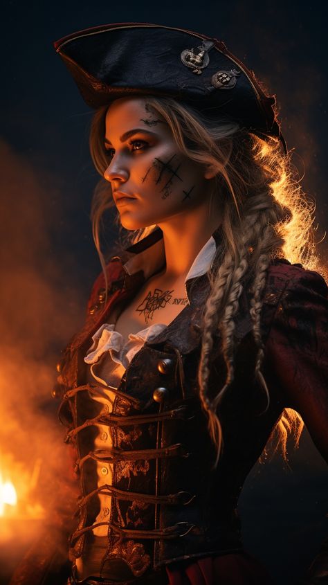 Female Pirate Captain Character Design, Pirate Photoshoot, Pirate Portrait, Pirate Women, Halloween Portraits, Pirate Makeup, Pirate Hair, Altered Photography, Photography Artistique