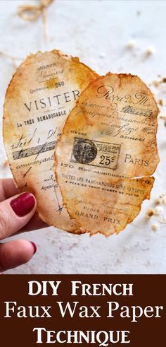 This DIY Craft Technique Tutorial will show you how to turn paper into something that looks like Antique French Wax Paper Labels! Free Printable is included. By Dreams Factory for Graphics Fairy. Paper Craft Techniques, Diy Wax, How To Age Paper, Graphics Fairy, Vintage Junk, Vintage Junk Journal, Wax Paper, Paper Projects, Art Journals