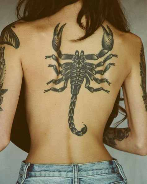 Kiley Garcia on Instagram: "My scorpion shot by @coopernorland. Tattoo by @chris_de_armas." Scorpion Throat Tattoo, Large Scorpion Tattoo, Scorpion Stomach Tattoo, Scorpion Tattoo On Back, Scorpion Tattoo Leg, Scorpion Tattoo Back, Scorpion Back Tattoo, Scorpion Neck Tattoo, Impulsive Tattoos