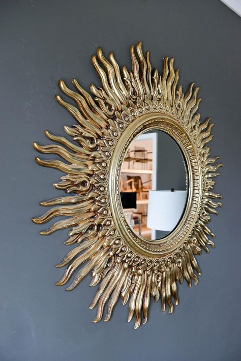 Vintage Starburst Mirror Circa 1970s Mcm Starburst Mirror, Observatory Interior, Celestial Mirror, Mcm Starburst, Sunburst Wall Art, Celestial Decor, Sun Mirror, Deco House, Starburst Mirror