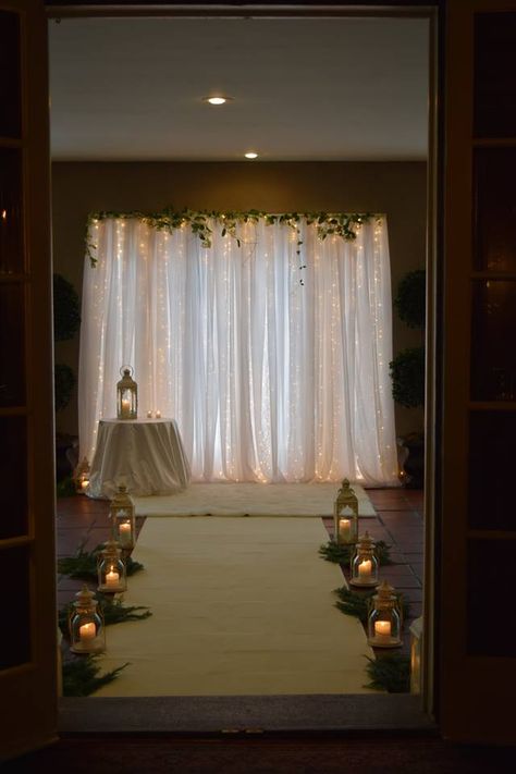 Small Wedding Ceremony Indoor, Small Living Room Wedding Ceremony, Intimate Wedding Ceremony Indoors, Small Indoor Ceremony, Wedding Ceremony Trees Indoor, Living Room Wedding Ceremony, Indoor Ceremony Decor, Ceremony Space Decor, Ceremony Decorations Indoor