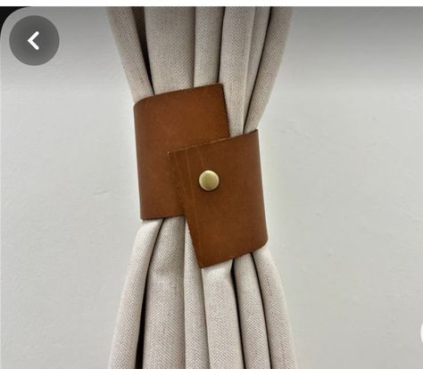 Modern Curtain Tie Backs, Leather Curtain Tie Backs, Hem Curtains, Leather Home Accessories, How To Hem Curtains, Leather Home Decor, House Warming Gift Ideas, Neutral Curtains, Curtains Door