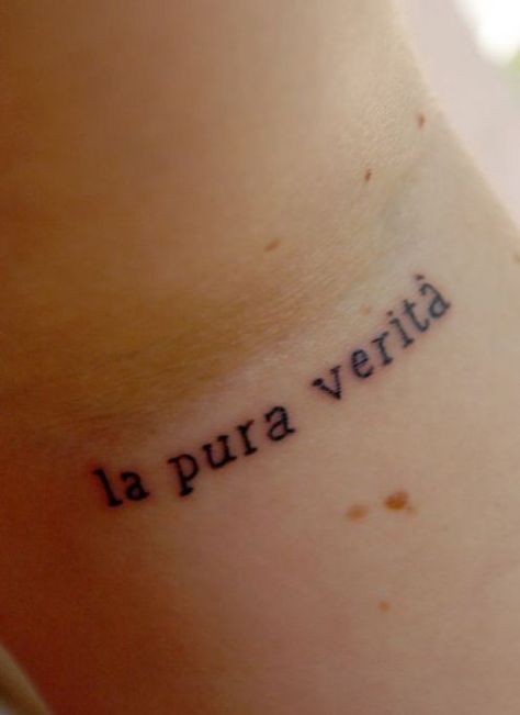 "The simple truth" ♡ Short Italian Quotes, Phrases For Tattoos, Italian Quote Tattoos, Italian Love Quotes, New Beginning Tattoo, Quotes For Tattoos, Italy Tattoo, Italian Tattoos, Phrase Tattoos