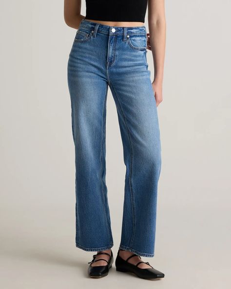 Comfort Stretch High Rise Wide Leg Jeans - 28" inseam Flowy Jeans, Styling Straight Leg Jeans, Top Shop Jeans, Secret Shopper, Style Analysis, Christmas Gifting, High Rise Wide Leg Jeans, Comfy Jeans, Straight Cut Jeans