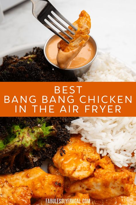 Air Fryer Bang Bang Chicken Recipe - Fabulessly Frugal Bang Bang Chicken Air Fryer Recipes, Bang Bang Air Fryer Chicken, Air Fryer Bang Bang Chicken, Air Fryer Chinese Recipes, Bang Bang Chicken Air Fryer, Ninja Air Fryer Recipes, Air Fryer Chicken Bites, Bang Bang Chicken Recipe, Food Ninja