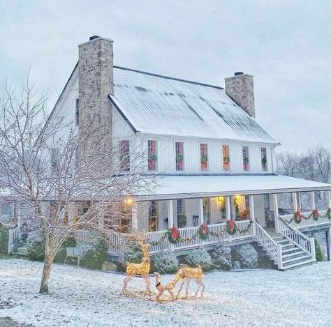 Ashley White, Stone Chimney, Gorgeous Houses, Wrap Around Porch, White Farmhouse, Farmhouse Exterior, Farmhouse Homes, Farmhouse Style House, Farmhouse Plans