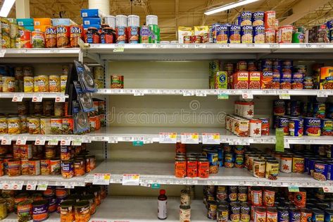 Empty grocery store shelves of canned goods before a hurricane or snow storm st , #Aff, #shelves, #canned, #store, #Empty, #grocery #ad Shelves Grocery Store, Grocery Store Shelves, Grocery Shelves, Sparkler Photography, Background References, Home Safety Tips, Ap Drawing, Nightstand Organization, Canned Goods