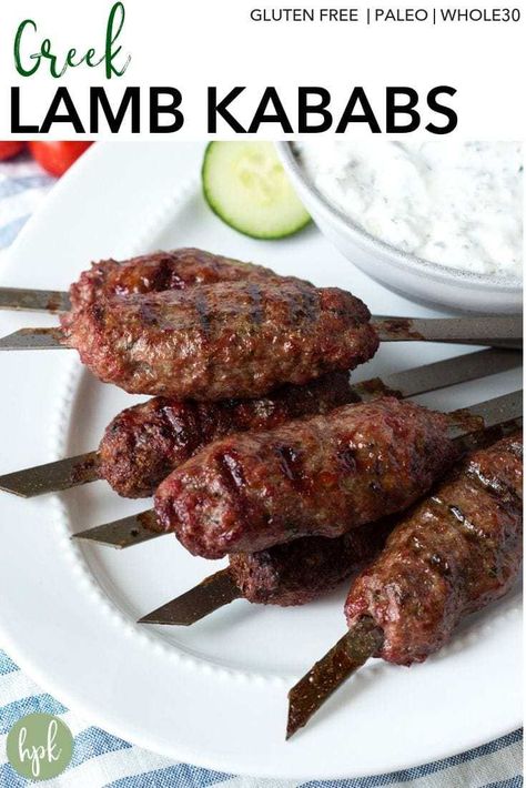 These Greek Lamb Skewers are a simple recipe made with ground meat and spices. Throw the kebabs on the grill then pair with a salad or yogurt dip for an easy BBQ dinner! #lamb #greek #kababs #skewers #grill #mediterranean #recipe Ground Beef Skewer Recipes, Beef Kufta Recipe, Meat Kebabs Skewers, Hamburger Kabobs Ground Beef, Homemade Kebab Meat, Greek Beef Skewers, Meat Skewers Grill, Minced Beef Kebab Recipes, Ground Beef Kabobs In Oven