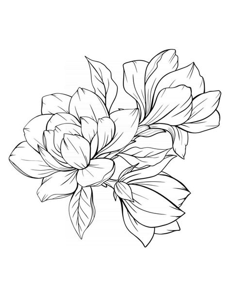 Tattoo Outline Drawing, Flower Line Drawings, Drawing Stencils, Flower Drawing Design, Flower Outline, Flower Art Drawing, Line Flower, Flower Sketches, Desenho Tattoo