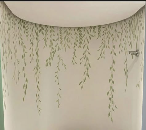 Wall Paint Leaves, Wall Painting Ideas Leaves, Painting Plants On Walls, Vines Painted On Walls, Fern Wall Mural, Painted Vines On Wall, Vine Wall Painting, Nature Mural Wall, Wall Paintings For Bedroom