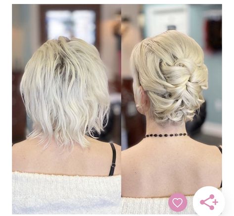 Short Updo, Short Hair Back, Short Hair Up, Updo Tutorial, Short Hair Bun, Mother Of The Bride Hair, Updo Styles, Curling Irons, Short Wedding Hair