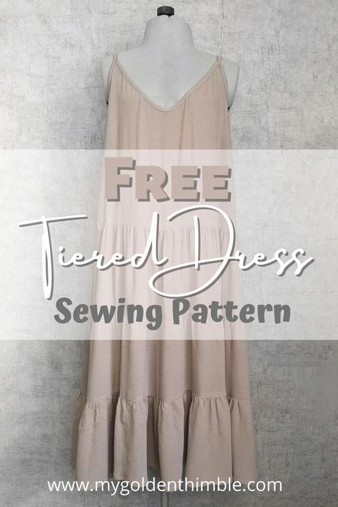 Free Tiered Dress Pattern PDF & Easy Sewing Tutorial. Tiered Dress Pattern, Sundress Sewing Patterns, Summer Dress Sewing Patterns, Dress Sewing Patterns Free, Colorful Hairstyles, Sundress Pattern, Simple Dress Pattern, Dresses Sewing, Summer Dress Patterns