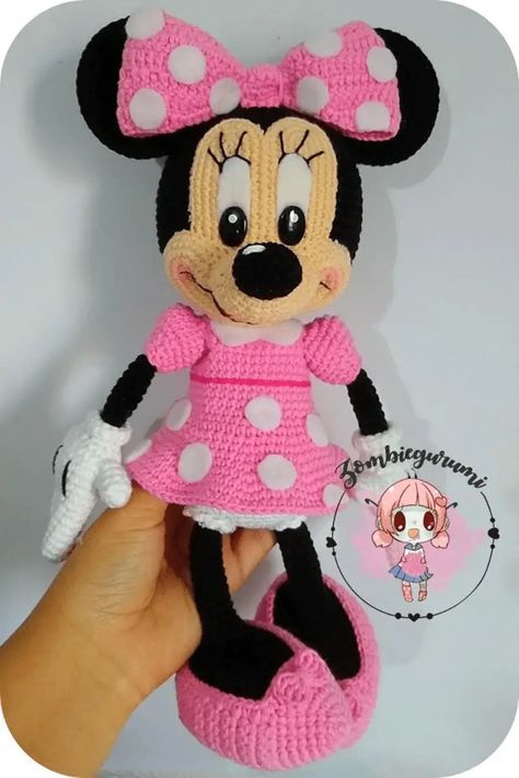 Free Crochet Minnie Mouse Pattern ( SitnCrochet 2024 Disney Crochet Pattern, Crochet Mickey Mouse, Minnie Mouse Doll, Disney Crochet Patterns, Crochet Teddy Bear Pattern, Crochet Disney, Crochet Mouse, Mr Bean, Crochet Animal Patterns