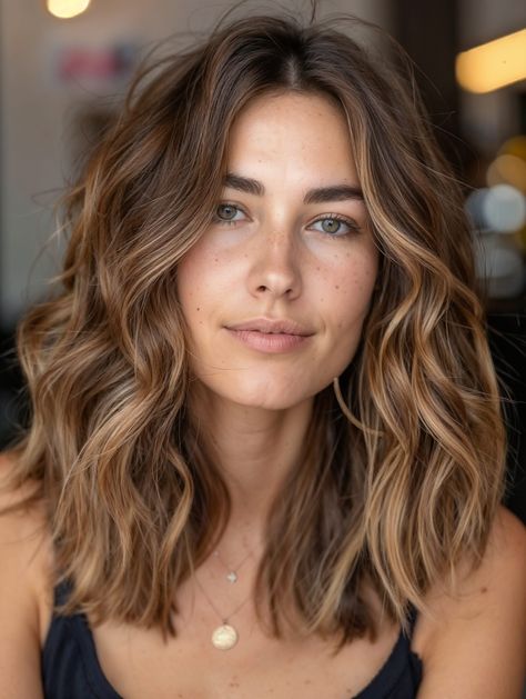 Long Bob Face Framing Layers, Long Bob With Face Framing Layers, Brunette Long Bob, Dark Brunette Balayage, Hair Lights, Balayage Ideas, Subtle Blonde Highlights, Haircuts 2024, Bob Haircut For Round Face