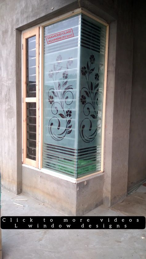 L window glass design in l shape window Glass Etching Design, Window Glasses, Glass Wall Design, Corner Windows, Etching Designs, Window Glass Design, Glass Etching Designs, Window Designs, Door Design Images