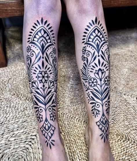 Ornamental Leg Tattoo Women, Ornamental Shin Tattoo, Ornamental Leg Tattoo, Leg Tattoo Women, Traditional Tattoo Artwork, Shin Tattoo, Tattoo Artwork, Leg Tattoos Women, Tattoo Women