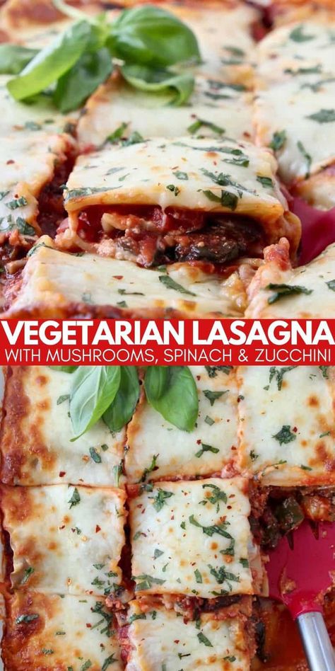 Veg Lasagna Recipe, Best Vegetarian Lasagna, Lasagna Recipe Without Ricotta, Recipe With Ricotta, Veggie Lasagna Recipe, Zucchini Mushrooms, Vegetarian Lasagne, Lasagna Recipe With Ricotta, Cheesy Pasta Recipes