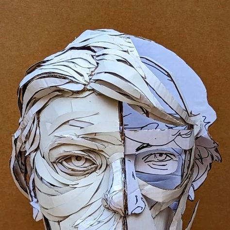 Cardboard Head, Figure Studies, 3d Portrait, Cardboard Sculpture, Instagram Portrait, 3d Studio, Figure Study, Art Summer, Portrait Sculpture