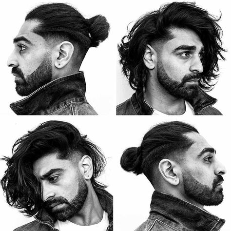 Long Hair Fade, Mode Poses, Man Bun Hairstyles, Undercut Long Hair, Men Hairstyle, Men's Long Hairstyles, Beard Hairstyle, Men Haircut Styles, Cool Hairstyles For Men