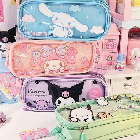 Pochacco Pencil Case, Kuromi Pencil Case, Cute Pencil Cases, Kuromi Y My Melody, School Kawaii, Jewel School, School Pouch, Kawaii Kuromi, Cute Stationary School Supplies