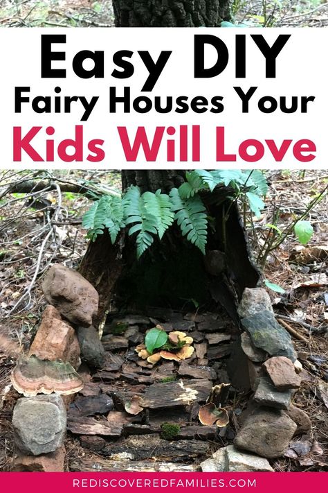 Fairy House Made From Nature, How To Build Fairy Houses, Fairy House Natural Materials, Fairy Garden Natural Materials, How To Build A Fairy House, Homemade Fairy Houses, Fairy Houses How To Make A, How To Make A Fairy House, Fairy House Diy Natural Materials