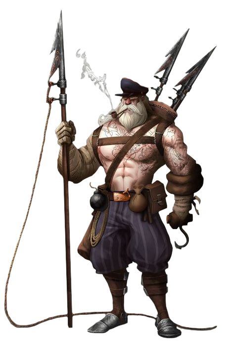 Merchant Ship Art, Old Pirate Character Art, Dnd Fisherman Art, Sailor Concept Art, Pirate D&d, Pirate Dnd Art, Dnd Fisherman, Pirate Barbarian, D&d Pirate