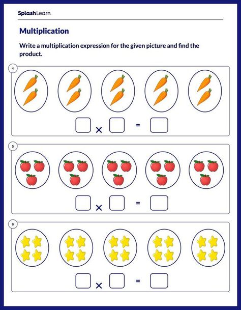 Multiplication For Kindergarten, Multiplication Grouping, Multiply Worksheet, Kindergarden Math, Free Printable Multiplication Worksheets, Dinosaur Crafts Preschool, Printable Multiplication Worksheets, Math Pictures, Connect Plus