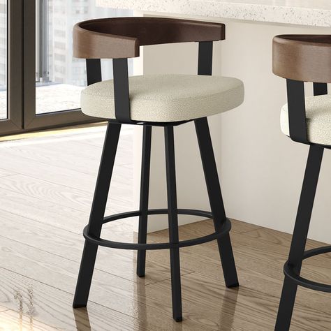 Corrigan Studio® Drees Swivel Counter & Bar Stool & Reviews - Wayfair Canada Modern Bar Stools Kitchen, Island Bar Stools, Counter Stools With Backs, Island Stools, Island Chairs, Bar Stools Kitchen Island, Stools For Kitchen Island, Swivel Counter Stools, Counter Bar