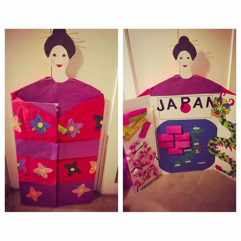 Japan Trifold board Japan Poster Board Project, Japan School Project, World Thinking Day Japan, Trifold Board, Tokyo School, Around The World Crafts For Kids, Japan For Kids, Cultural Crafts, Signature Ideas