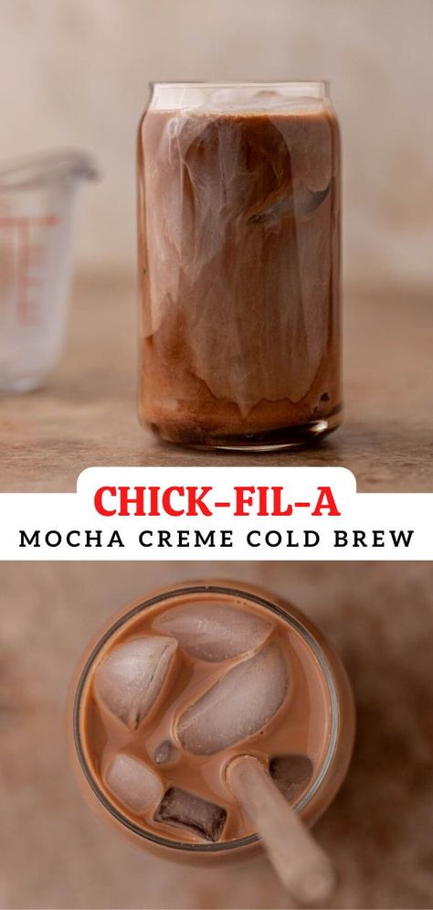 This Chick-fil-a mocha cold brew recipe is a delicious drink for all the coffee lovers out there. It will allow you to make your favorite fast food drink right in the comfort of your own home. Coffee Frosting Recipe, Mocha Cold Brew, Dirty Drinks, French Vanilla Syrup, Frosted Coffee, Fast Food Drinks, Nespresso Recipes, Cream Cold Brew, Mocha Cream