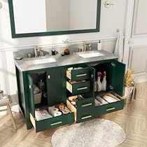 Bathroom Cabinet With Drawers, Green Vanity, Cabinet With Drawers, 30 Bathroom Vanity, Bathroom Vanity With Sink, Basin Sink Bathroom, Vanity With Sink, Door Shelves, Sink Storage