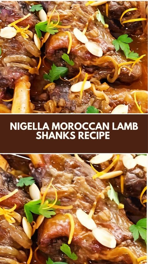 This delicious Moroccan Lamb shank recipe, inspired by Nigella Lawson, is perfect for a comforting meal. With tender, fall-off-the-bone lamb cooked in a fragrant, spiced sauce, it’s both easy and impressive. Using common ingredients like garlic, orange, and spices, this dish brings a rich, flavorful taste to any table. Lamb Navarin Recipe, Lamb Shank Recipes, Nigella Lawson Christmas, Moroccan Lamb Shanks, Lamb Shanks Recipe, Shanks Recipe, Supper Meals, Lamb Shank Recipe, Cumin Lamb