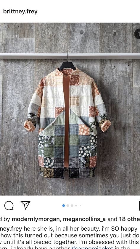 Quilted Jacket Pattern, Quilted Clothing, Patchwork Clothing, Patchwork Clothes, Patchwork Coat, Quilt Coat, Quilted Clothes, Sewing Clothes Women, Quilt Jacket