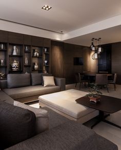 color de sofa Black And Brown Living Room Decor Modern, Black Brown Home Interior, Grey Brown Interior Design, Modern Brown Interior, Brown Interior Design Living Room, Brown Grey Living Room, Brown House Interior, Modern Brown Living Room, Grey Brown Living Room