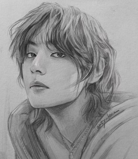 credits to artykona on instagram ✨️ Bts V Portrait Drawing, Taehyung's Art, Fanart Kpop, Pencil Sketch Images, Portraiture Drawing, Mermaid Coloring Pages, Drawing Sketching, Kpop Drawings, Dark Art Drawings