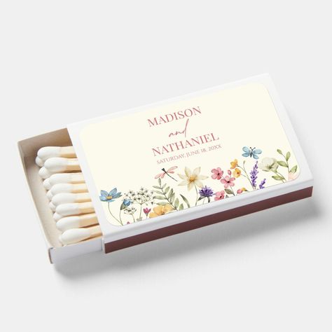 Wildflower Seed Favors, Wildflower Favors, Floral Garden Wedding, Wedding Match Boxes, Boho Wedding Favours, Wildflower Wedding Theme, Seed Packets Favors, Seed Favors, Print Products