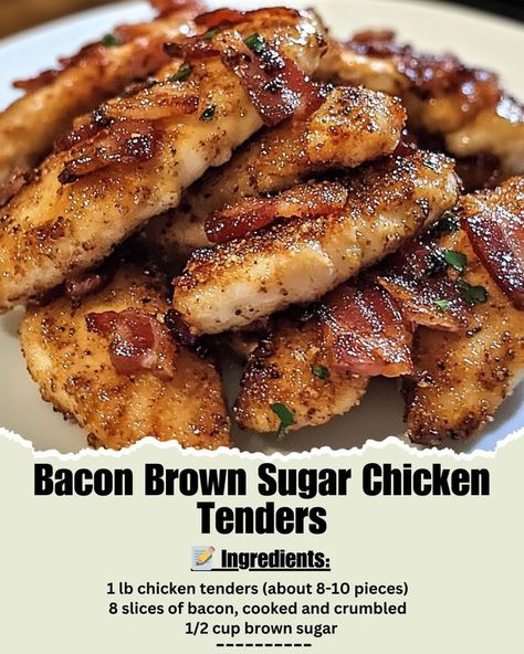 Everything Grandma | 🥓 Bacon Brown Sugar Chicken Tenders - you won't believe how good these are | Facebook Bacon Brown Sugar Chicken, Easy Bacon Recipes, Ree Drummond Recipes, Nigella Lawson Recipes, Brown Sugar Chicken, Gordon Ramsay Recipe, Brown Sugar Bacon, Chicken Tender Recipes, Crockpot Recipes Easy