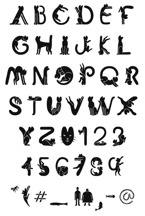 Cat Font - Jaime Vicente Cat Letters, Cat Font, Cat Alphabet, Gato Cat, Typography Alphabet, Image Chat, Hand Lettering Fonts, Hand Lettering Alphabet, Lettering Alphabet Fonts