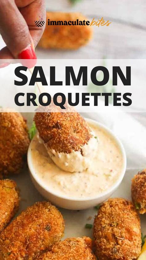 Salmon Croquettes are undoubtedly a classic Southern favorite often served at home, restaurants, and even bars. Also referred to as salmon cakes, salmon patties, but no matter what you call them, one thing is sure, this is a tasty and easy recipe that saves you both time and money. No complicated cooking method for this seafood recipe. 👌 Salmon Croquettes Recipe, Best Salmon Patties, Canned Salmon Recipes, Croquettes Recipe, Salmon Croquettes, Leftover Salmon, Salmon Patties Recipe, Can Salmon, Salmon Cakes