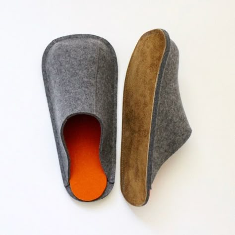 Felt Products, Felt Slippers, Slippers Womens, Shearling Slippers, Wooden Clogs, Felted Slippers, Straight Stitch, Recycled Leather, Black Felt