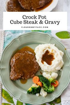 Cube Steak With Gravy, Cube Steak Crock Pot Recipes, Crock Pot Cube Steak, Steak With Gravy, Cube Steak And Gravy, Crockpot Cube Steak, Crockpot Steak, Cubed Steak, Cube Steak Recipes