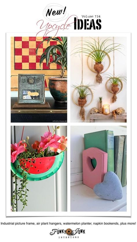 New Upcycle Ideas 734 - Funky Junk Interiors Watermelon Flower, Upcycle Ideas, Funky Junk Interiors, Stencil Projects, Sign Stencils, Plant Hangers, Old Signs, Funky Junk, Upcycled Crafts