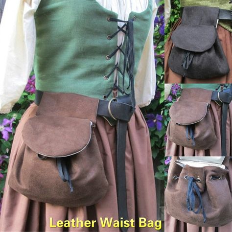 Pirate Bag, Belt Bag Fashion, Womens Cosplay, Fair Outfits, Leather Waist Bag, Ren Fest, Ren Fair, Halloween Masquerade, Cosplay Accessories