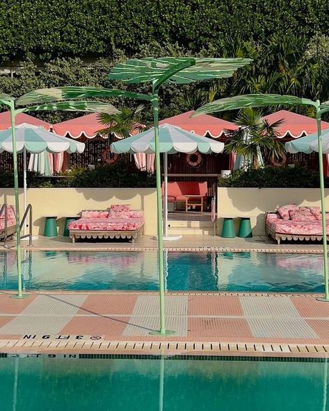 The Good Time Hotel Miami, Good Time Hotel Miami, The Goodtime Hotel, Miami Pool Aesthetic, Goodtime Hotel, Pink Pelican, Miami Pool, Wax Spa, Retro Hotel