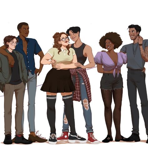 Bhavna🌱 on Instagram: “The found family from from 6F>>> From L-R: Wes, Isaiah, August, Jane, Myla and Niko from One Last Stop by @casey.mcquiston! It’s been a…” One Last Stop Fanart, One Last Stop, Casey Mcquiston, Found Family, Captive Prince, Queer Books, Gay Books, Coffee Girl, Lgbt Art